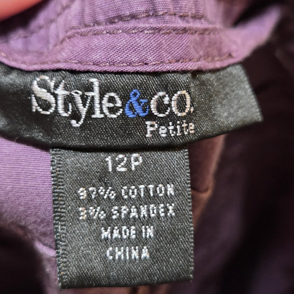 Style&co. Capri Pants Womens 12P Purple Twill Stretch Casual Button Hem Pockets - Picture 7 of 7